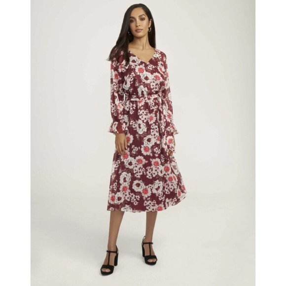 Anne Klein Dresses & Skirts - Anne Klein Floral Print Elastic Waist Dress Elderberry Combo S